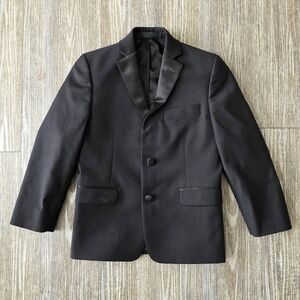 Polo Ralph Lauren Boys Black Tuxedo Jacket Size 7 Like New Lined Two-button